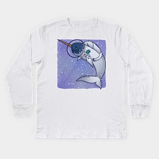 space narwhal Kids Long Sleeve T-Shirt